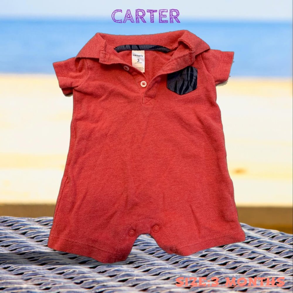 CARTERS RED ONE PIECE BABY SUIT SIZE 3 MONTHS